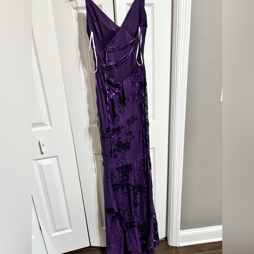 Purple Lace up Sequin Maxi Dress (read description!) NWT - Picture 3 of 10